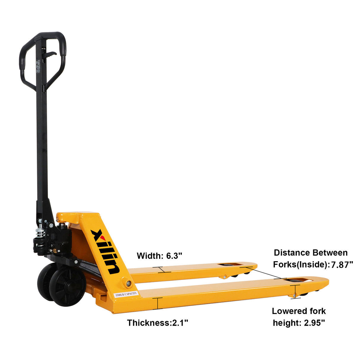 Pre-owned BF-III-2(NYLON) 5,500 lb Hydraulic Pallet Jack – Wide Forks & Nylon Wheels, 48" x 27"