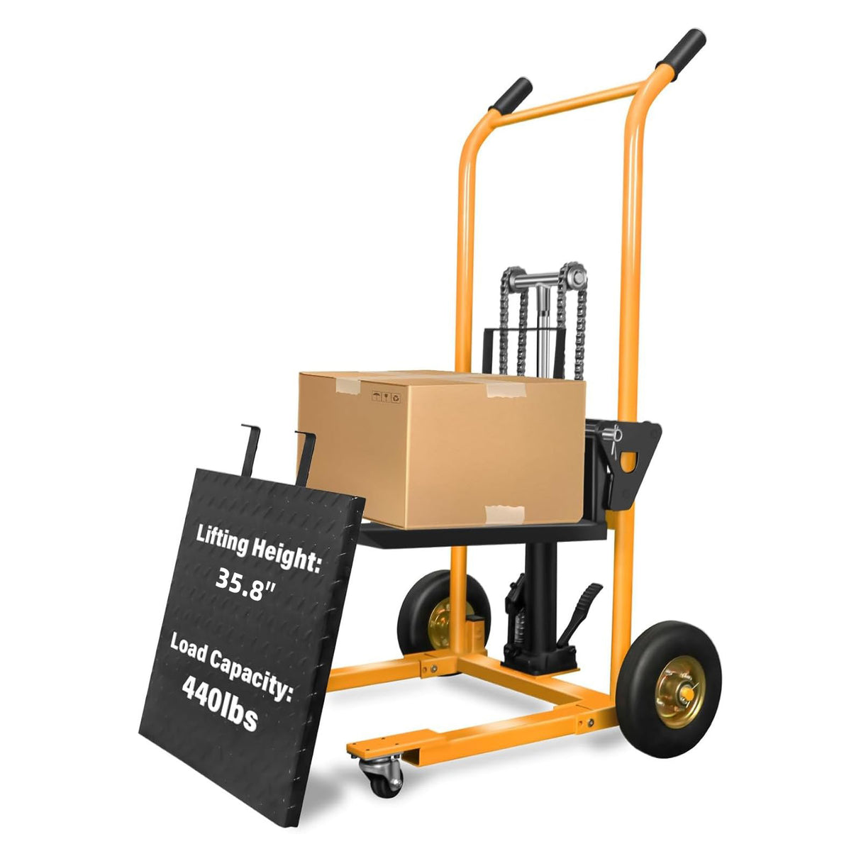 Manual Pallet Stacker 440 lbs Capacity 35.8" Lift Fixed Legs HSP440
