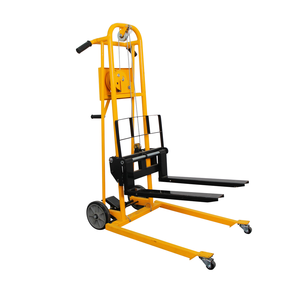 Manual Mini Pallet Stacker with Fixed Support Legs & Adjustable Forks 500 lbs Capacity 41.4" Lift Height HSW500