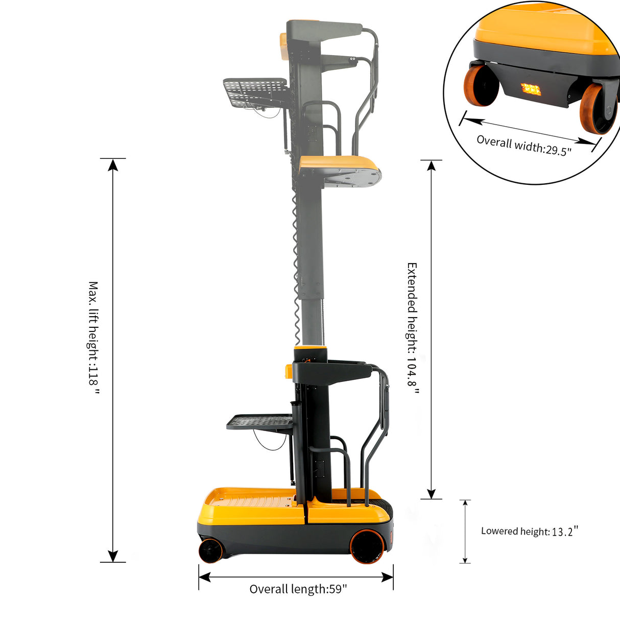 Xilin Work Assist Vchicle 118” Fully Electric Mini Order Picker 330lbs OPSM
