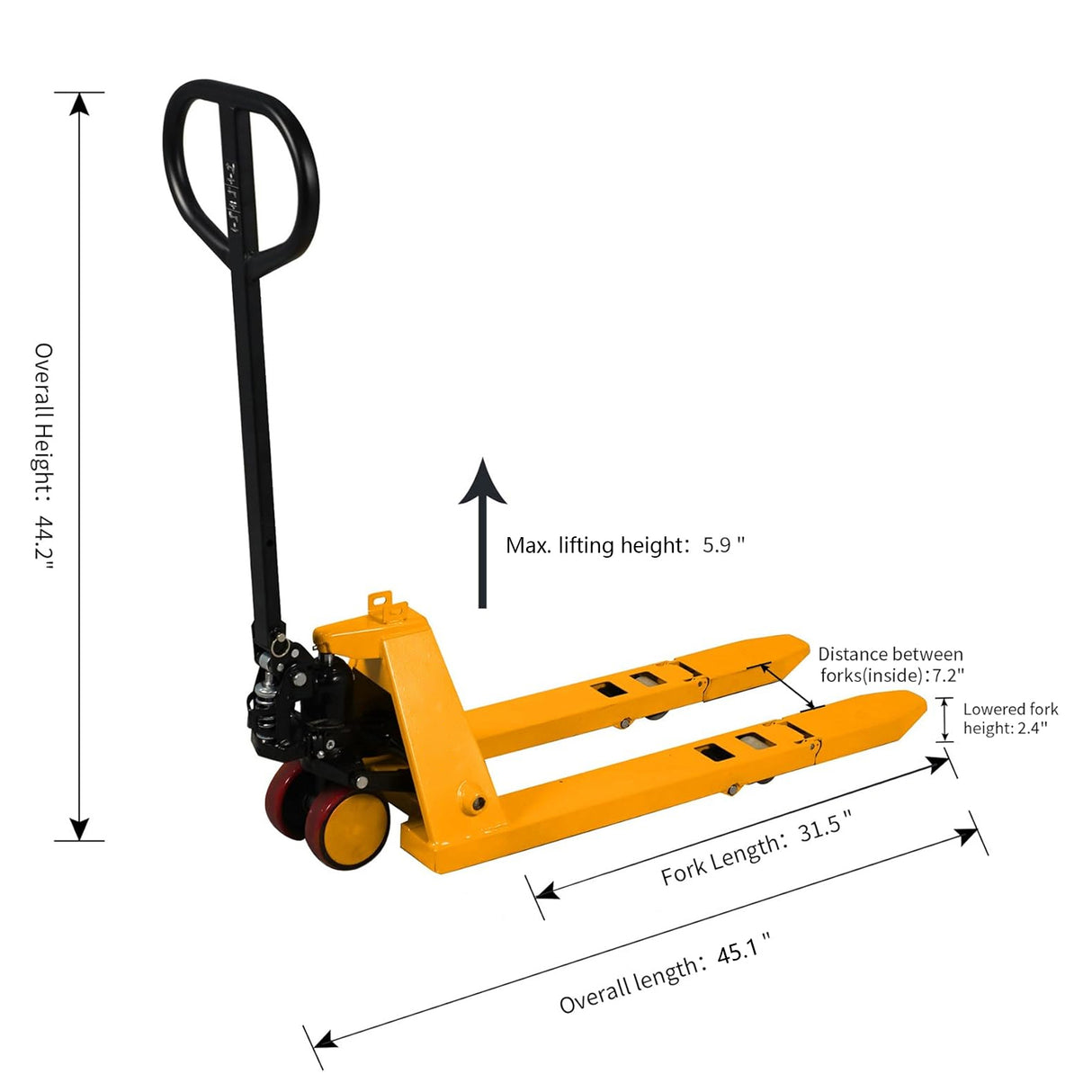 2,200 lbs Capacity, 31.5"x15" Forks, Foldable & Lightweight Hand Pallet Jack MF