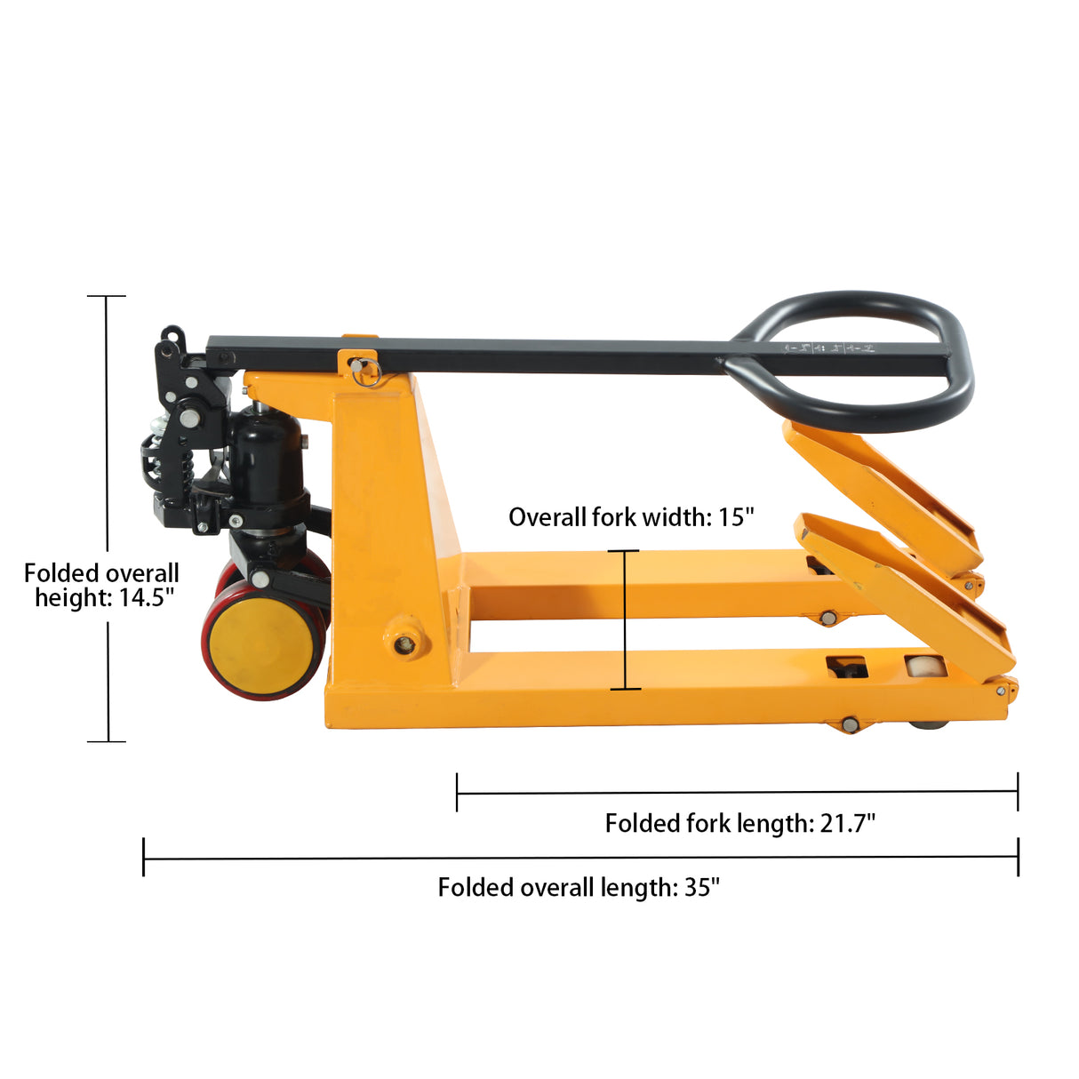 2,200 lbs Capacity, 31.5"x15" Forks, Foldable & Lightweight Hand Pallet Jack MF