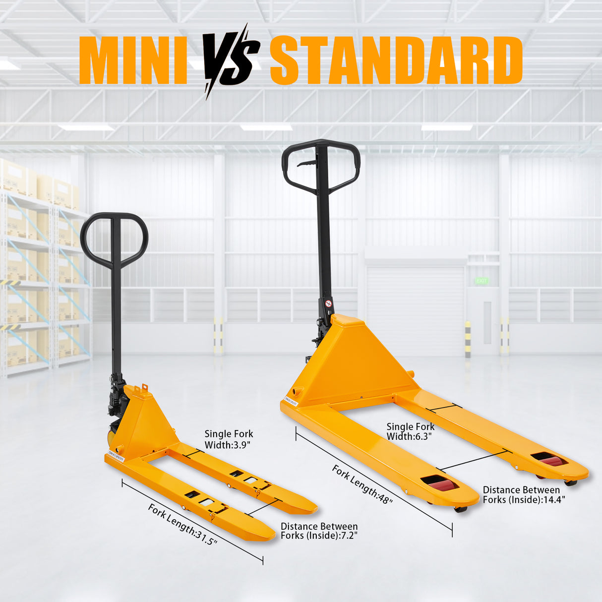 2,200 lbs Capacity, 31.5"x15" Forks, Foldable & Lightweight Hand Pallet Jack MF