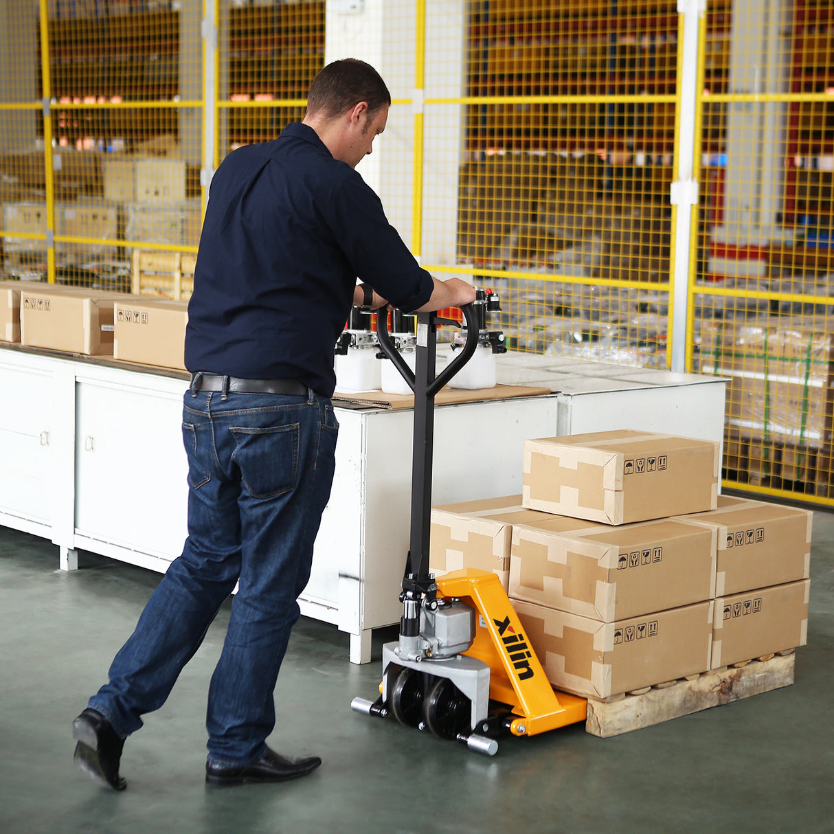 2200 lbs Manual High Lift Scissor Lift Pallet Jack – 45" x 27" Forks | JF-685