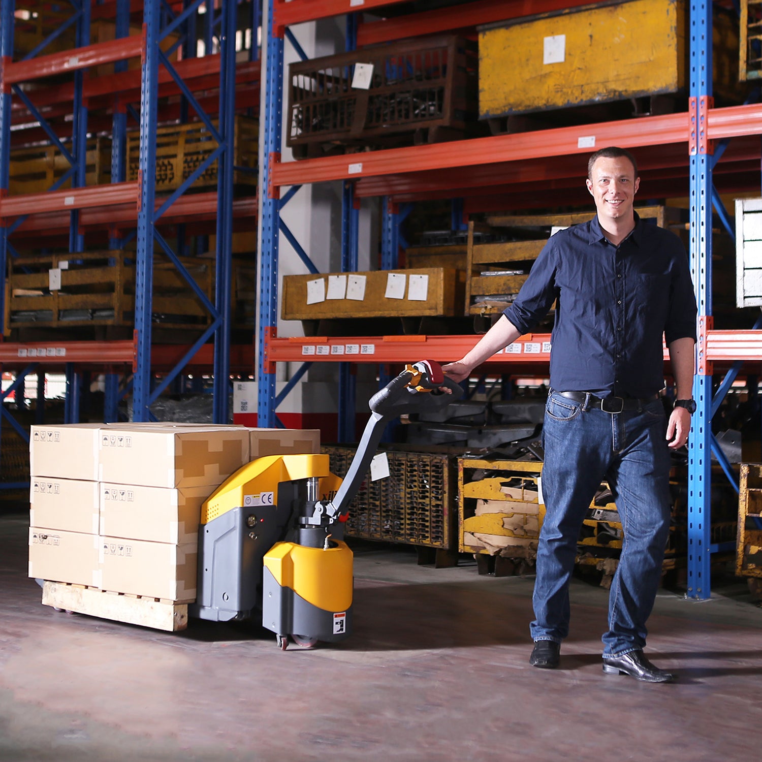 3,300 lb Electric Pallet Jack – Long Runtime Lithium Battery, Turtle Mode, 48"x27" Forks | Xilin CBD15WE-19