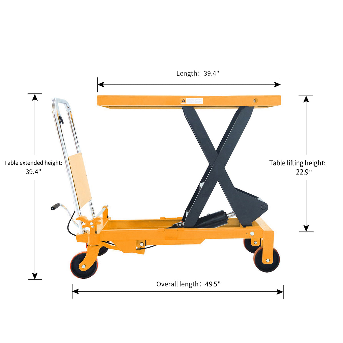 Single Scissor Lift Table 1760 lbs Cap, 39.4" lifting height SP800