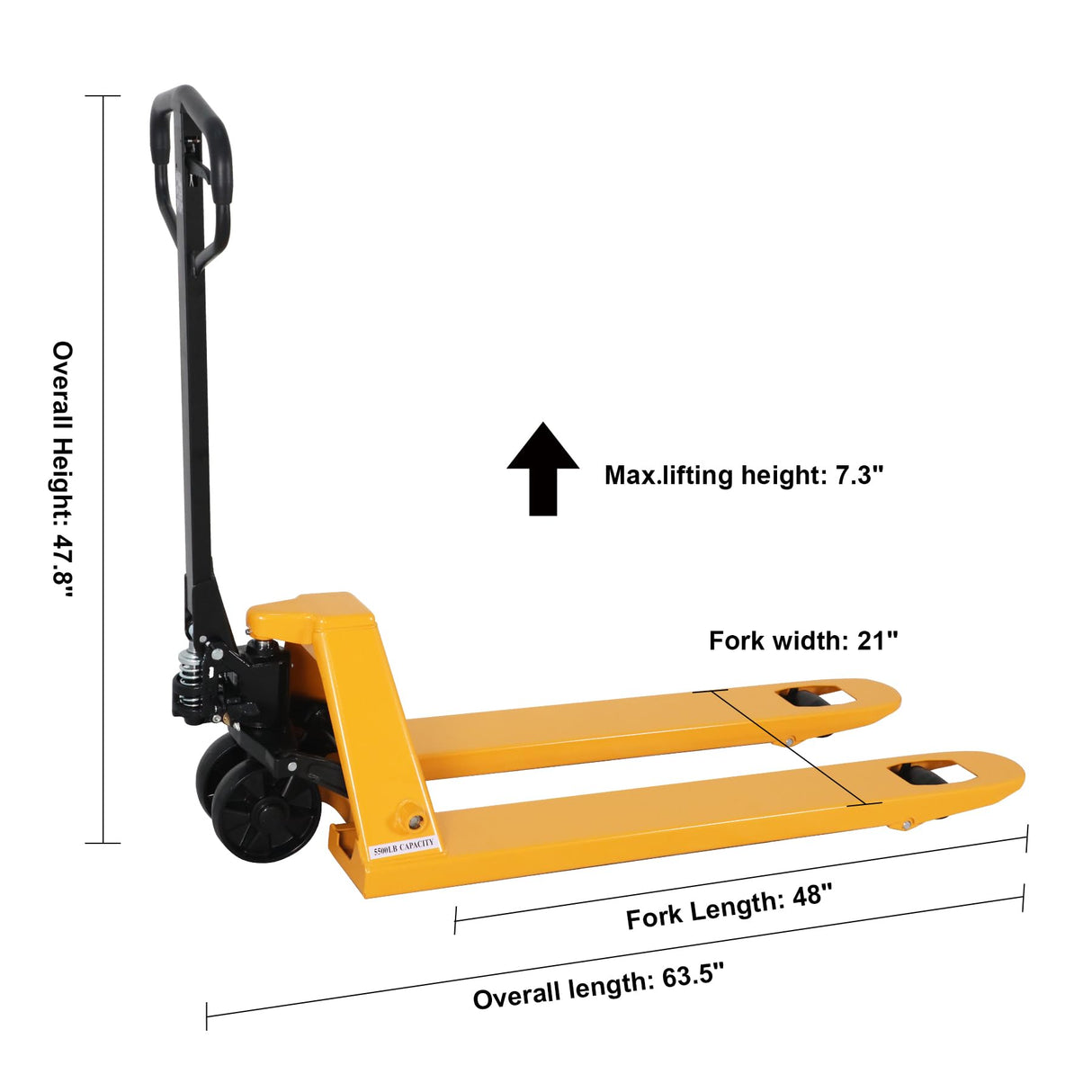 5,500 lb Hydraulic Pallet Jack – Smooth-Rolling Nylon Wheels, 48" x 21" Forks| BF-III-1(NYLON)