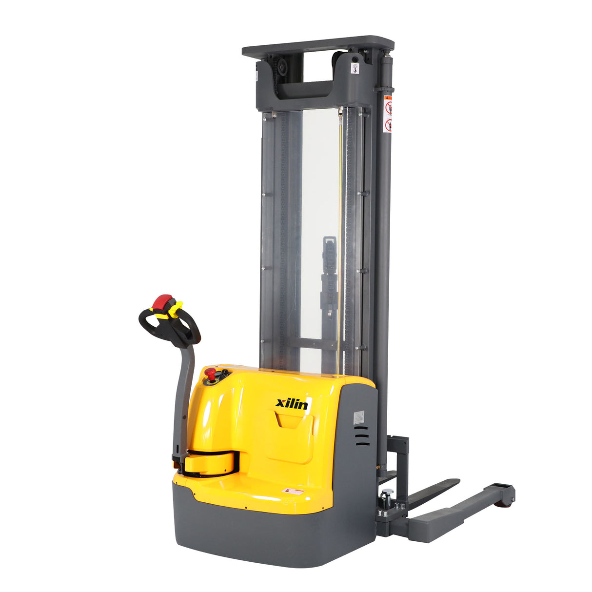 3300 lb Capacity 220" Lift High-Reach Electric Stacker Adjustable Forks | CTDR15-III-220