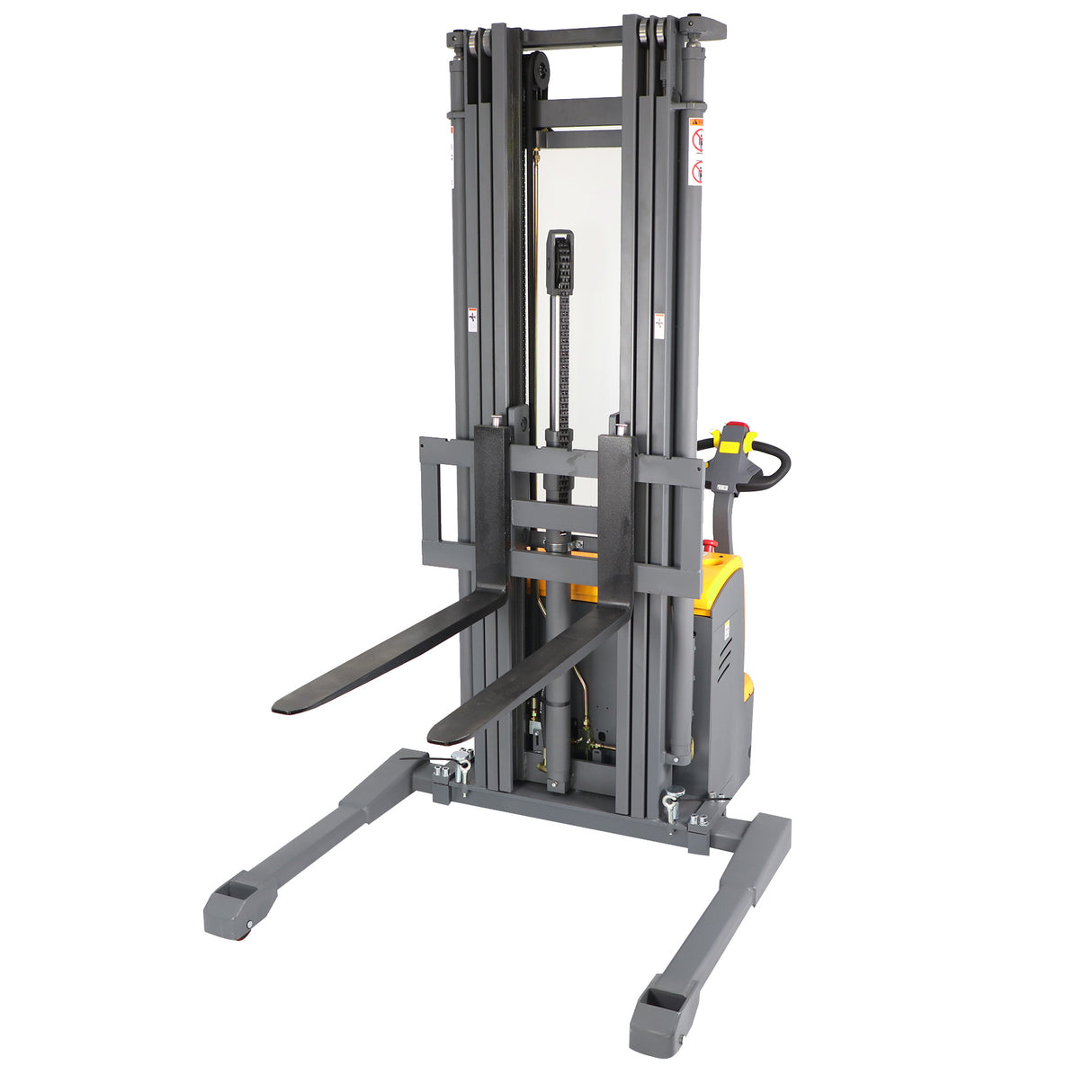 3300 lb Capacity 220" Lift High-Reach Electric Stacker Adjustable Forks | CTDR15-III-220