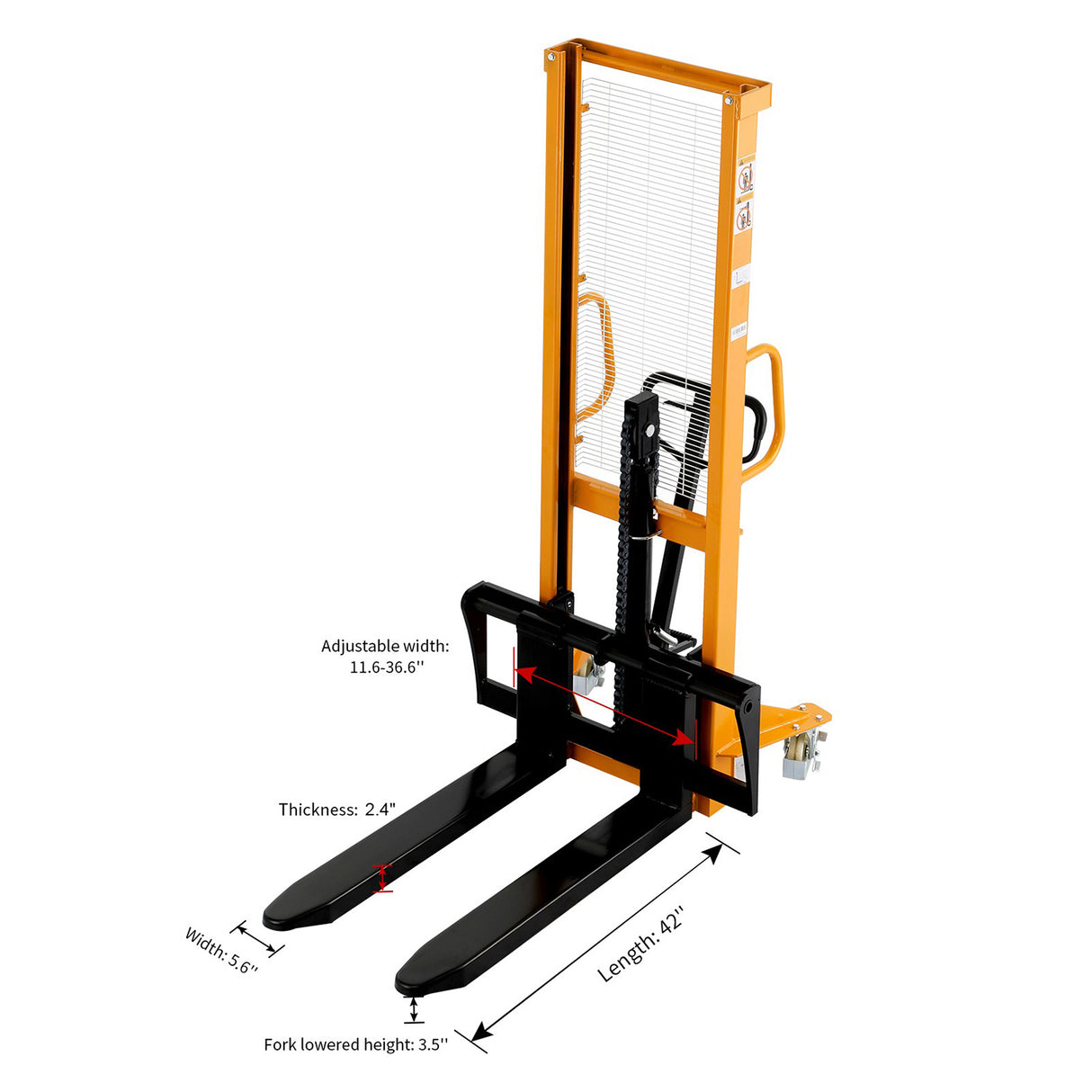 Manual Pallet Stacker 2200lbs Capacity 63" Lift fixed legs SDJA1000-I