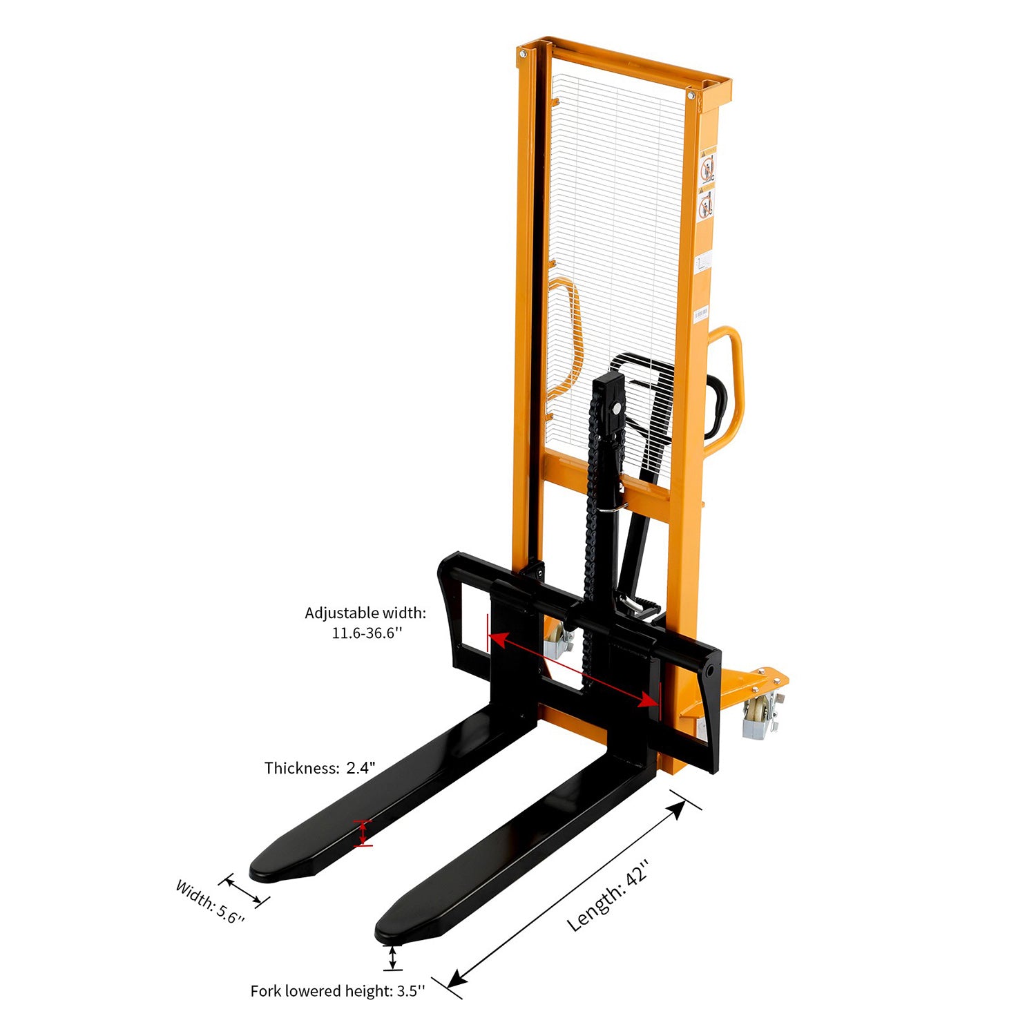 Manual Pallet Stacker 2200lbs Capacity 63" Lift fixed legs SDJA1000-I
