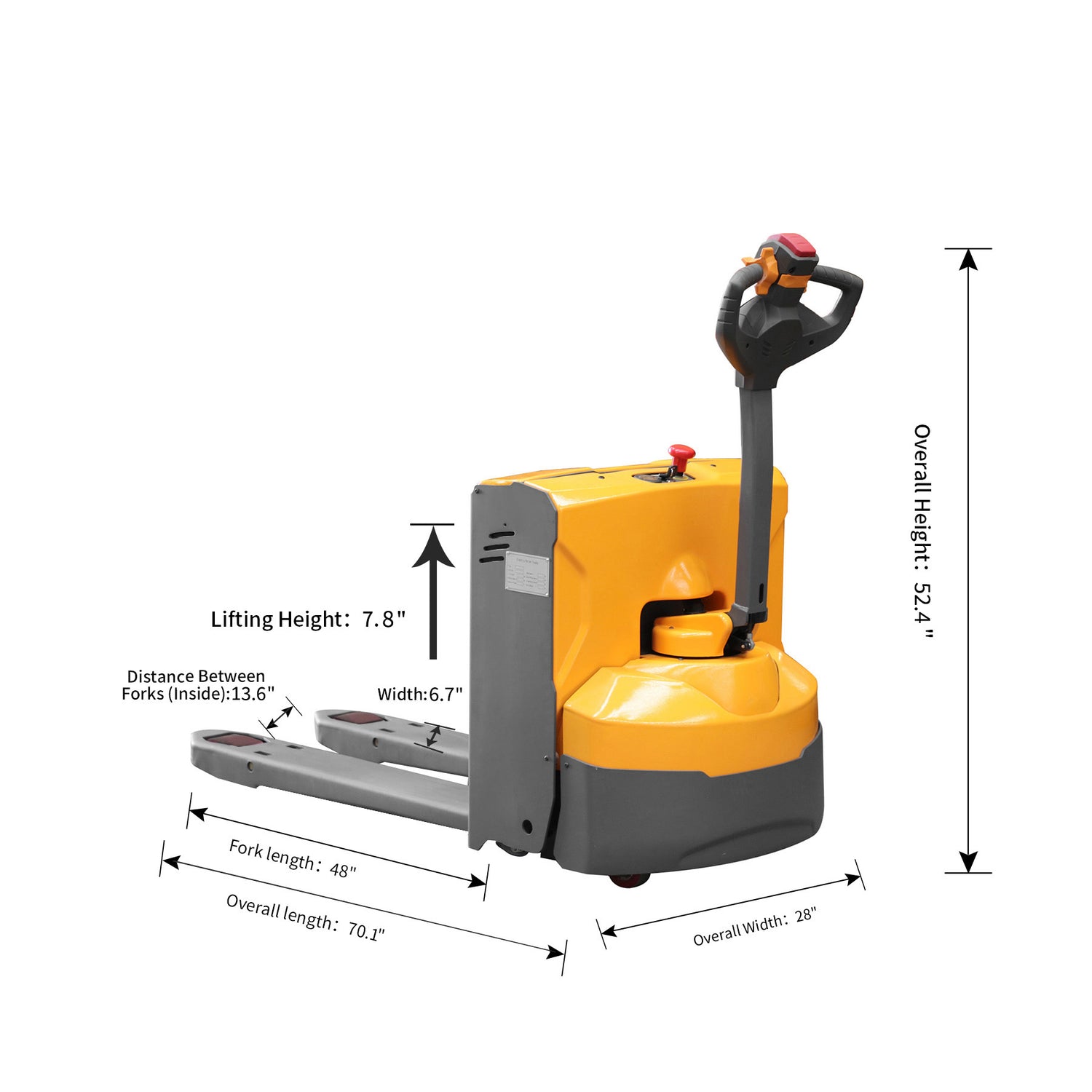 4,400 lb Electric Pallet Jack – Maintenance-Free Drive, Dual Lift, 48" x 27" | Xilin CBD20KD