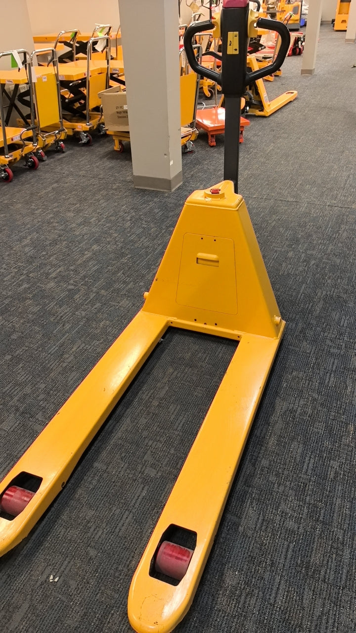 Pre-owned CBD15 3,300 lb Electric Pallet Jack, Compact Lithium Model, 48"x27" Forks
