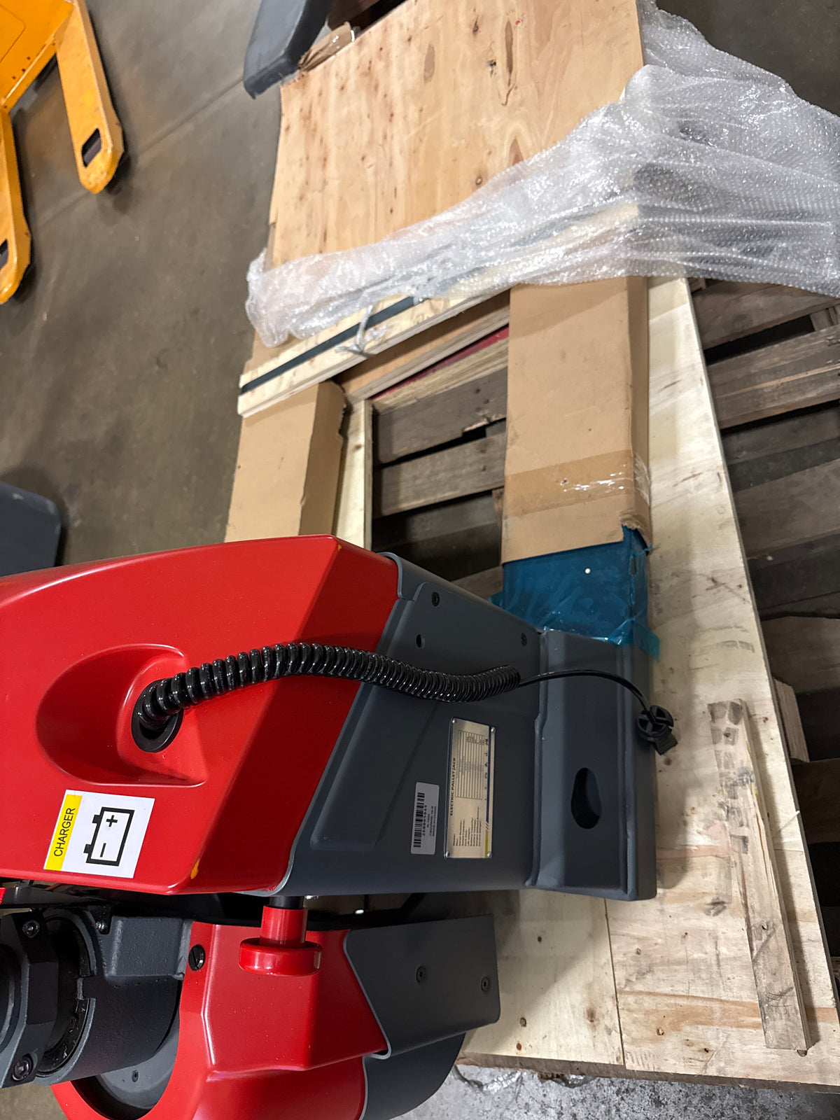 Pre-owned Open Box CBD20WE-19-R 4,400 lb Electric Pallet Jack, GEL Battery Model, 48"x27" Forks-260005844