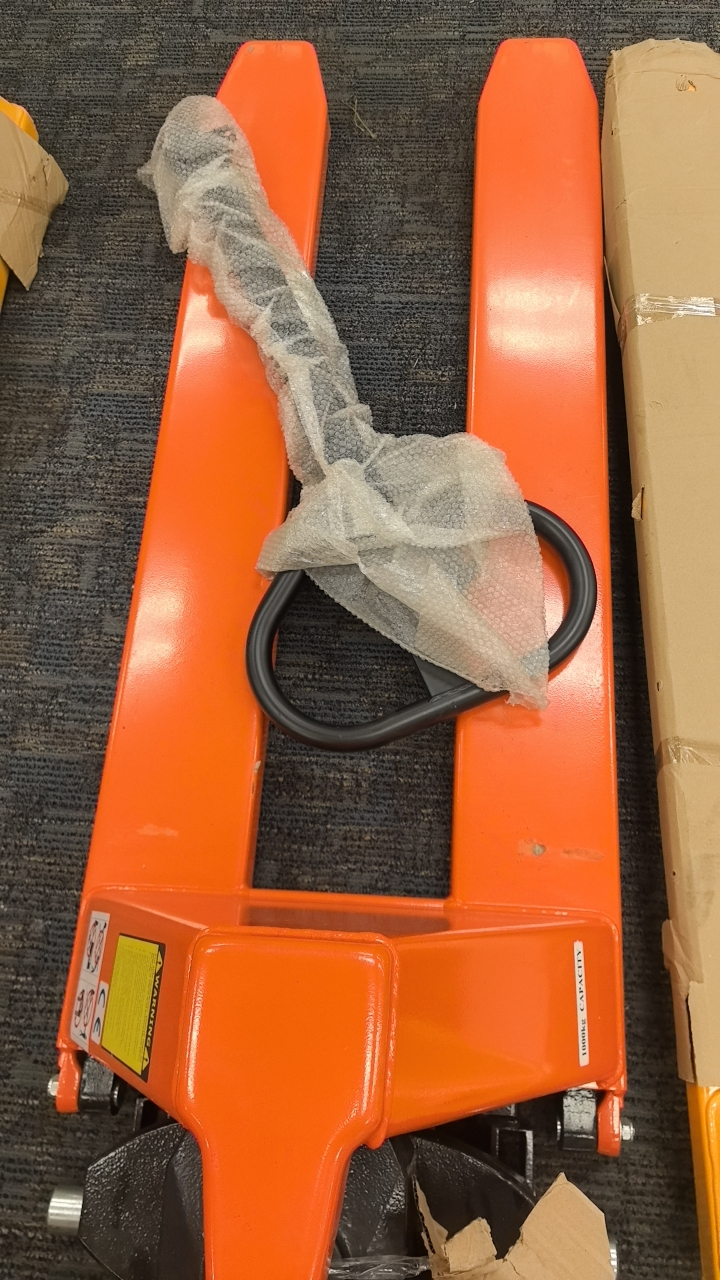 Pre-owned Premium Used JF-O 2,200 lb High-Lift Hydraulic Pallet Jack – Narrow Forks, 45" x 21"-4759409