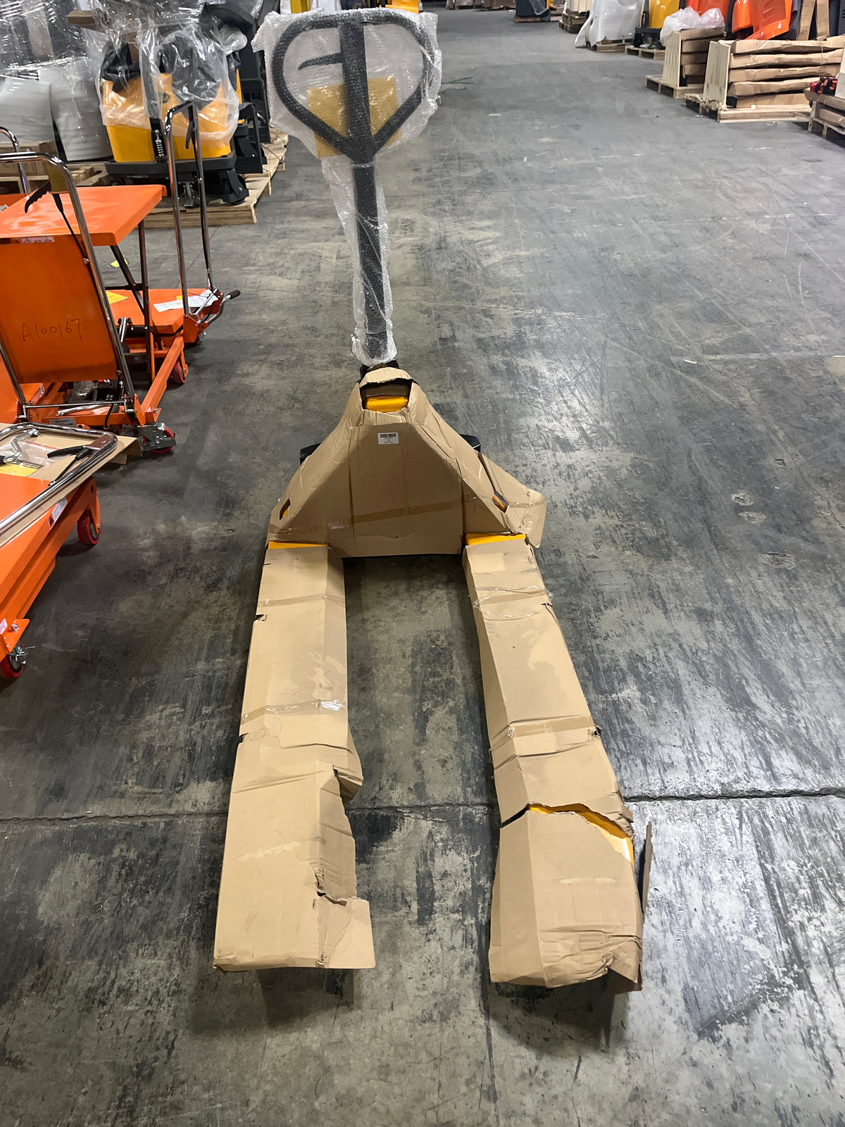 Pre-owned Premium Used JF-685 2,200 lb High-Lift Hydraulic Pallet Jack – Wide Forks, 45" x 27"-250031092