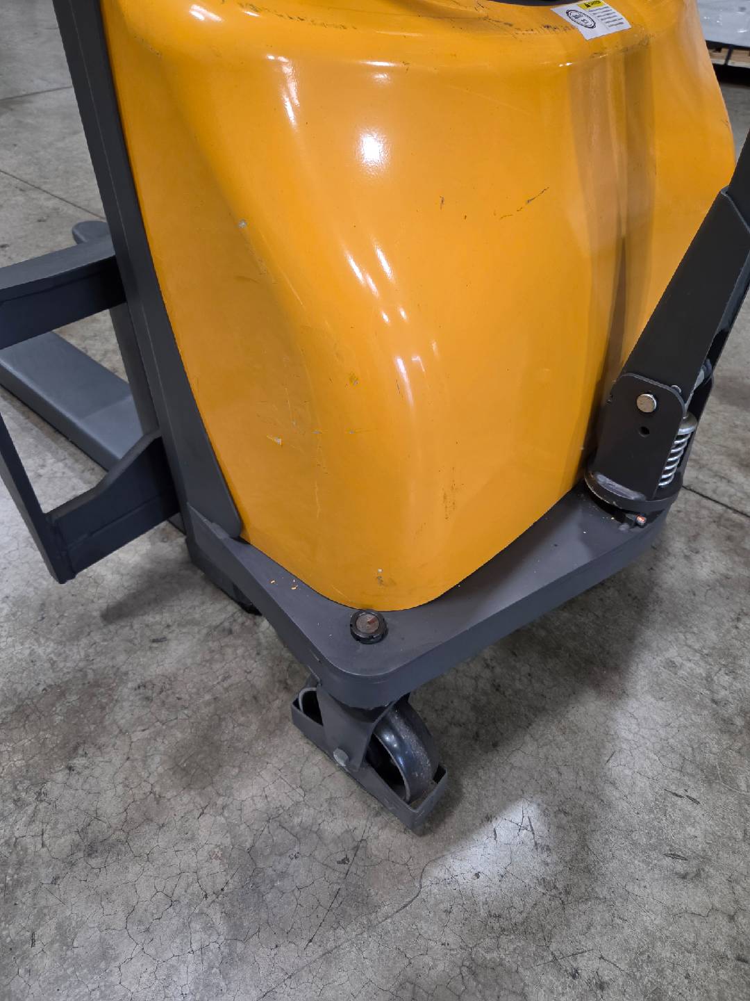 Pre-owned Regular Used CDD10B-III-63–2,200 lb Semi-Electric Stacker, 63" Lift, Fixed Legs & Adjustable Forks-20070650