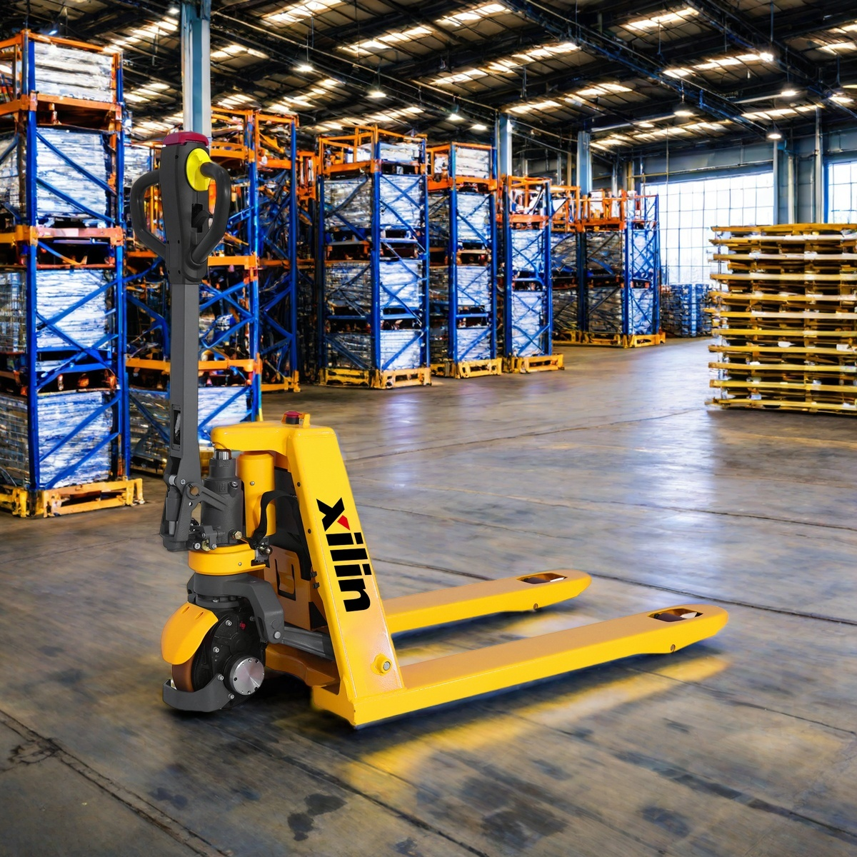 3,300 lb Electric Pallet Jack – Compact, Turtle Mode, 48" x 27" Forks | Xilin CBD15