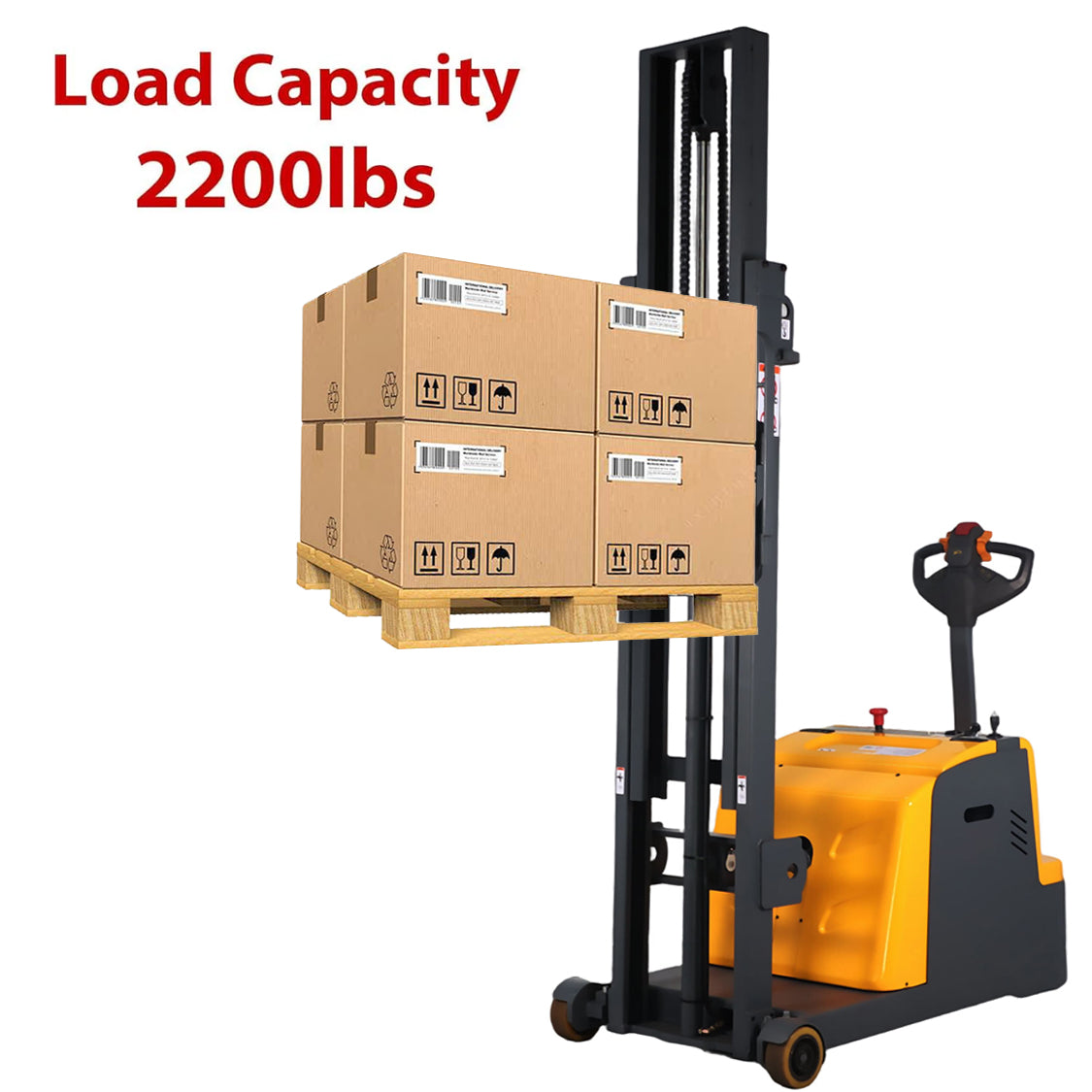 2200 lb Capacity 118" Lift Compact Counterbalanced Electric Stacker Adjustable Forks | CPD10W-118
