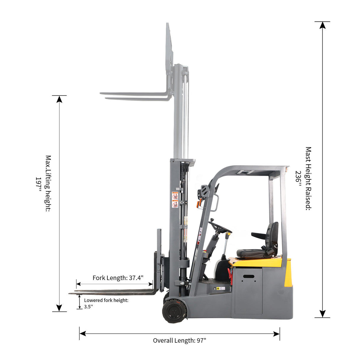 CPD15SE-Li-189  Electric Forklift – 3,300 lbs Capacity, 189" Lift, Lithium Battery