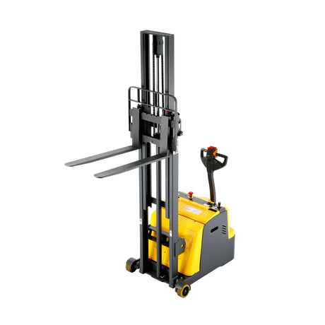 1200 lb Capacity 118" Lift Compact Counterbalanced Electric Stacker Adjustable Forks | CPD05W-118