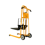 Manual Mini Pallet Stacker with Fixed Support Legs & Adjustable Forks 500 lbs Capacity 41.4" Lift Height HSW500