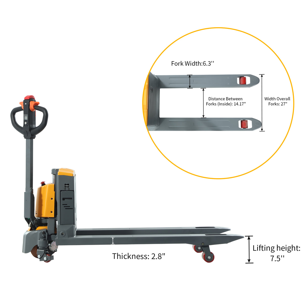 Full Electric Pallet Truck Lithium Power Pallet Jack Truck 48"x27" Fork