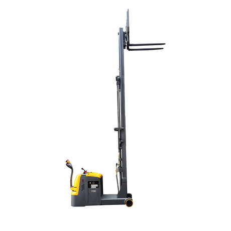 3300 lbs Load 177" Lift High-Capacity Counterbalanced Electric Stacker Adjustable Forks | CPD15W-I77