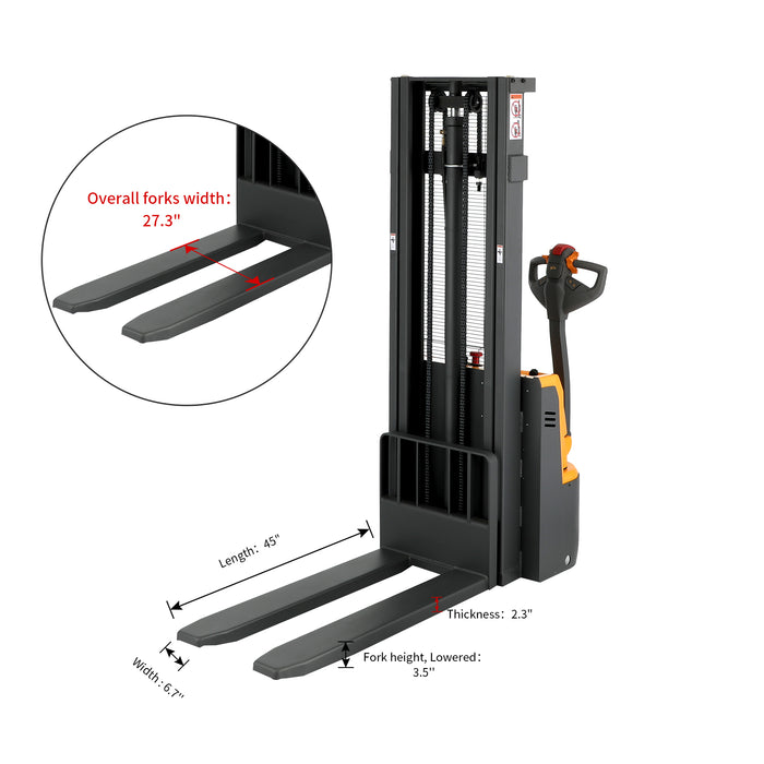 3300lbs 118" Fixed Legs Fully Electric Powerd Pallet Lift Stacker CDD15R-E-118