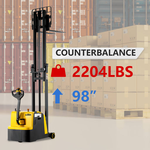 2200lbs 98’ Long Lasting Electric Power Counterbalanced Lift Stacker CPD10W-98