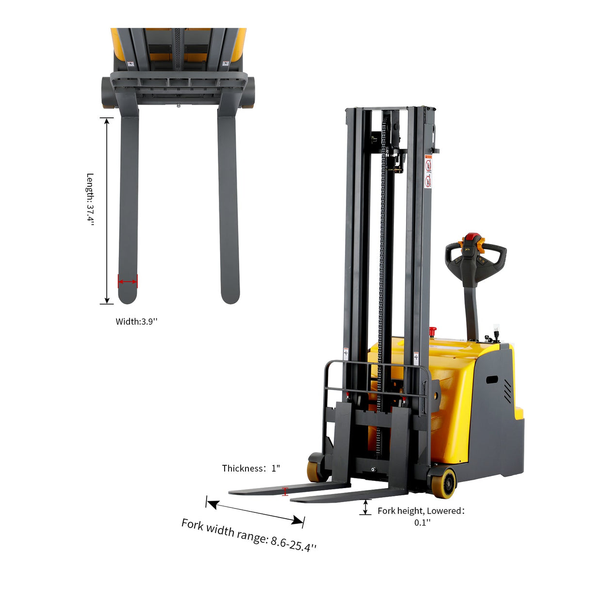 2204lbs 118’ Counterbalanced Electric lift Stacker With Adj Forks CPD10W-118 - Counterbalanced Stacker