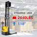 2640lbs 118” Fully Electric Straddle Pallet Walkie Stacker Adj Forks CTD12R-E-19-118 - Full Electric Stacker