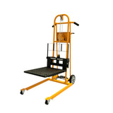 Manual Mini Pallet Stacker with Fixed Support Legs & Adjustable Forks 500 lbs Capacity 41.4" Lift Height HSW500