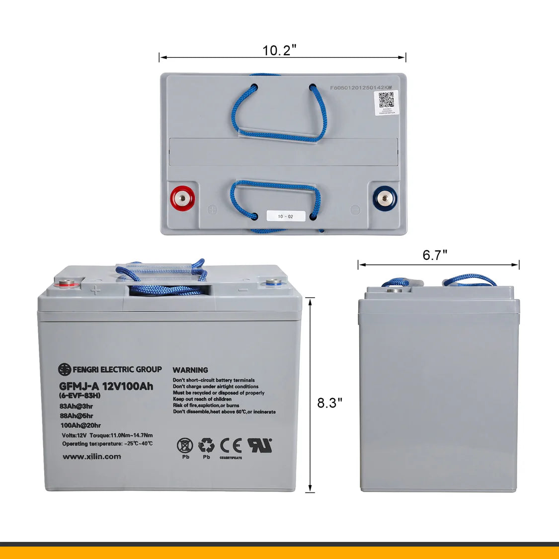 12V/100Ah GEL Battery for Xilin CBD20WE-19