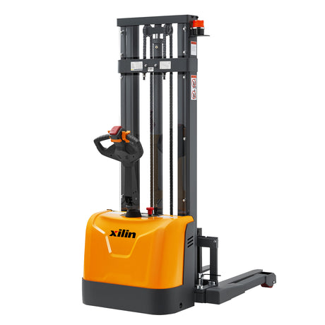 3300 lb Capacity 130" Lift Compact Electric Stacker Adjustable Forks | CTD15R-EN-Li-130