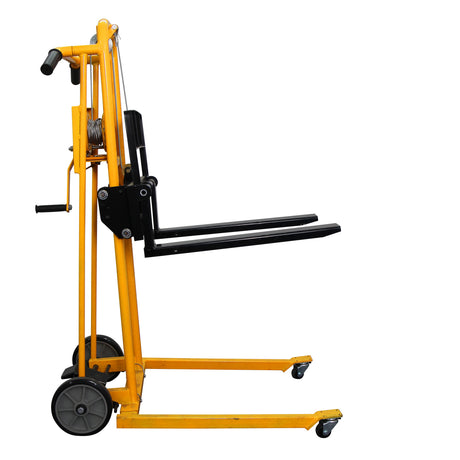 Manual Mini Pallet Stacker with Fixed Support Legs & Adjustable Forks 500 lbs Capacity 41.4" Lift Height HSW500