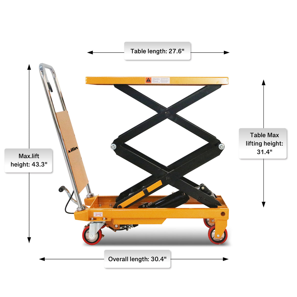 Double Scissor Lift Table 330lbs Cap, 31.4" lifting height SPS150E