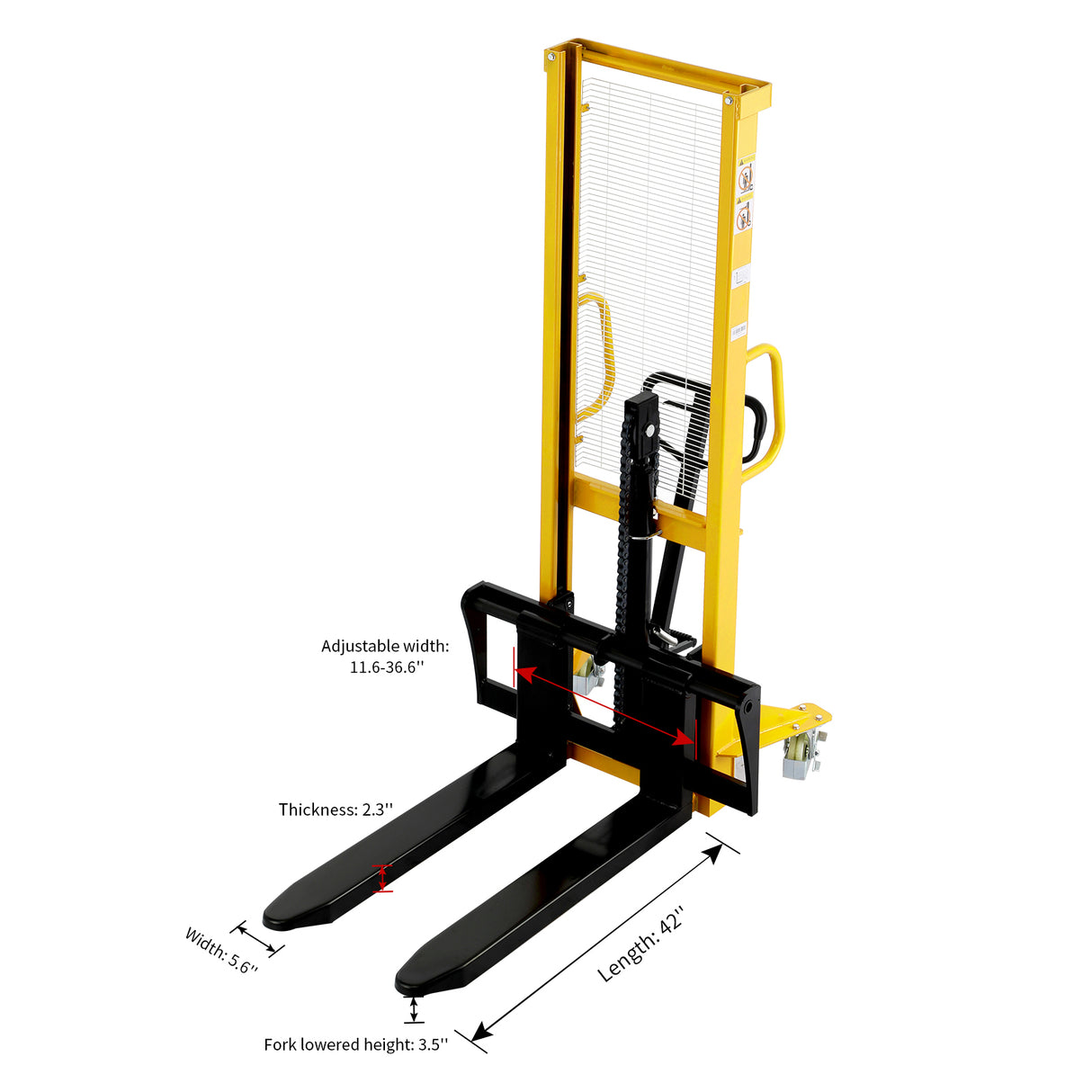 Pre-owned Manual Pallet Stacker 2200lbs Capacity 63" Lift fixed legs SDJA1000-I