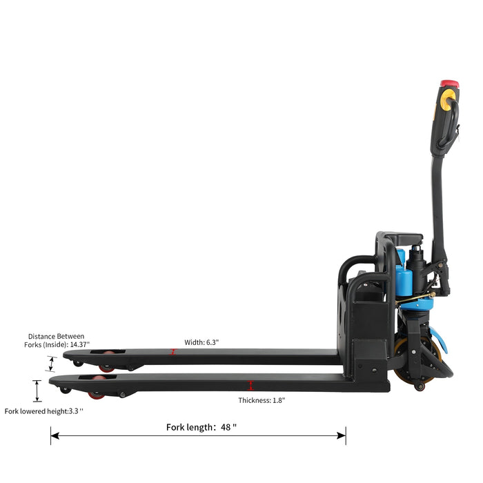 3300lb Big lithium Battery Electric Pallet Jack Blue 48’x27’ Fork CBD15W-LI - Electric Pallet Jack