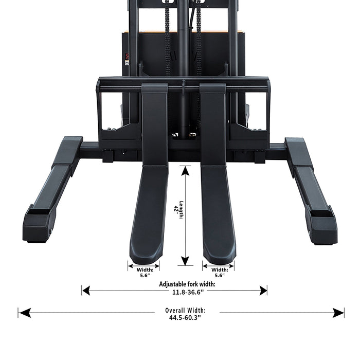 3300lbs 118’ Economic Semi Electric Stacker Straddle Legs Adj forks CTD15BE-118 - Semi-Electric Stacker