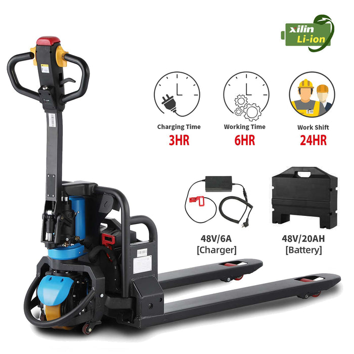 3300lbs Blue Lithium Battery Electric Pallet Jack Narrow Fork 45’x21’ CBD15W-LI - Electric Pallet Jack