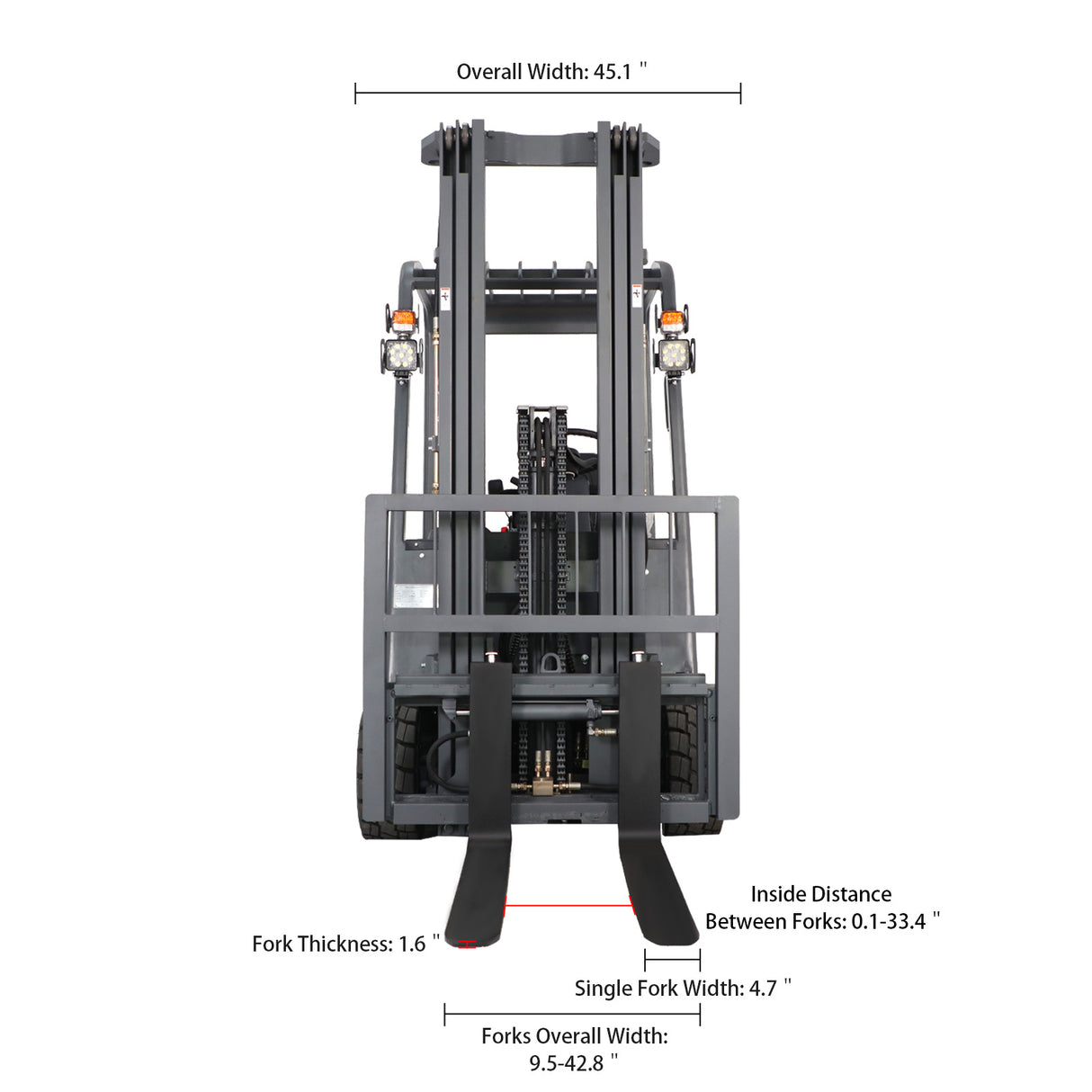 4,400 lbs, 189" Lift, 48V Lithium Electric Forklift CPD20SA-20-Li-189