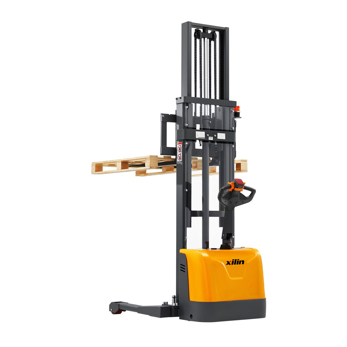 3300 lb Capacity 130" Lift Compact Electric Stacker Adjustable Forks | CTD15R-EN-Li-130
