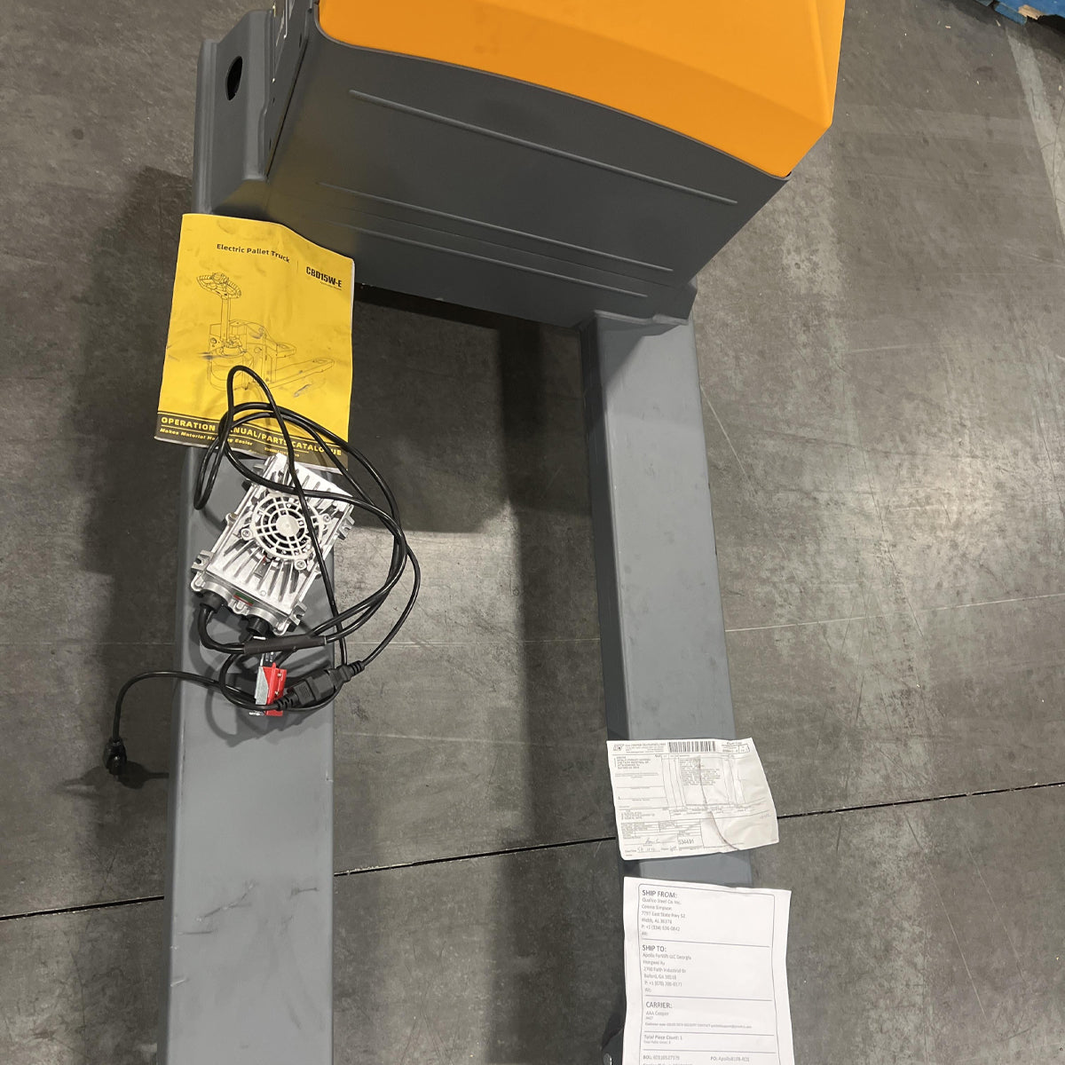 Pre-owned CBD15WE-19- 3,300 lb Electric Pallet Jack – Long Runtime Lithium Battery, Turtle Mode, 48"x27" Forks
