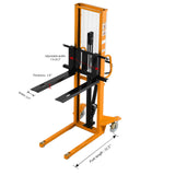 Manual Pallet Stacker 1100lbs Capacity 63" Lift Fixed legs SDJA500