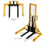 Manual Pallet Stacker with Straddle Legs & Adjustable Forks 1100lbs Capacity 63" Lift Height SDJAS500