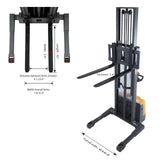 3300 lb Capacity 98" Lift Compact Electric Stacker Adjustable Forks | CTD15R-EN-Li-98