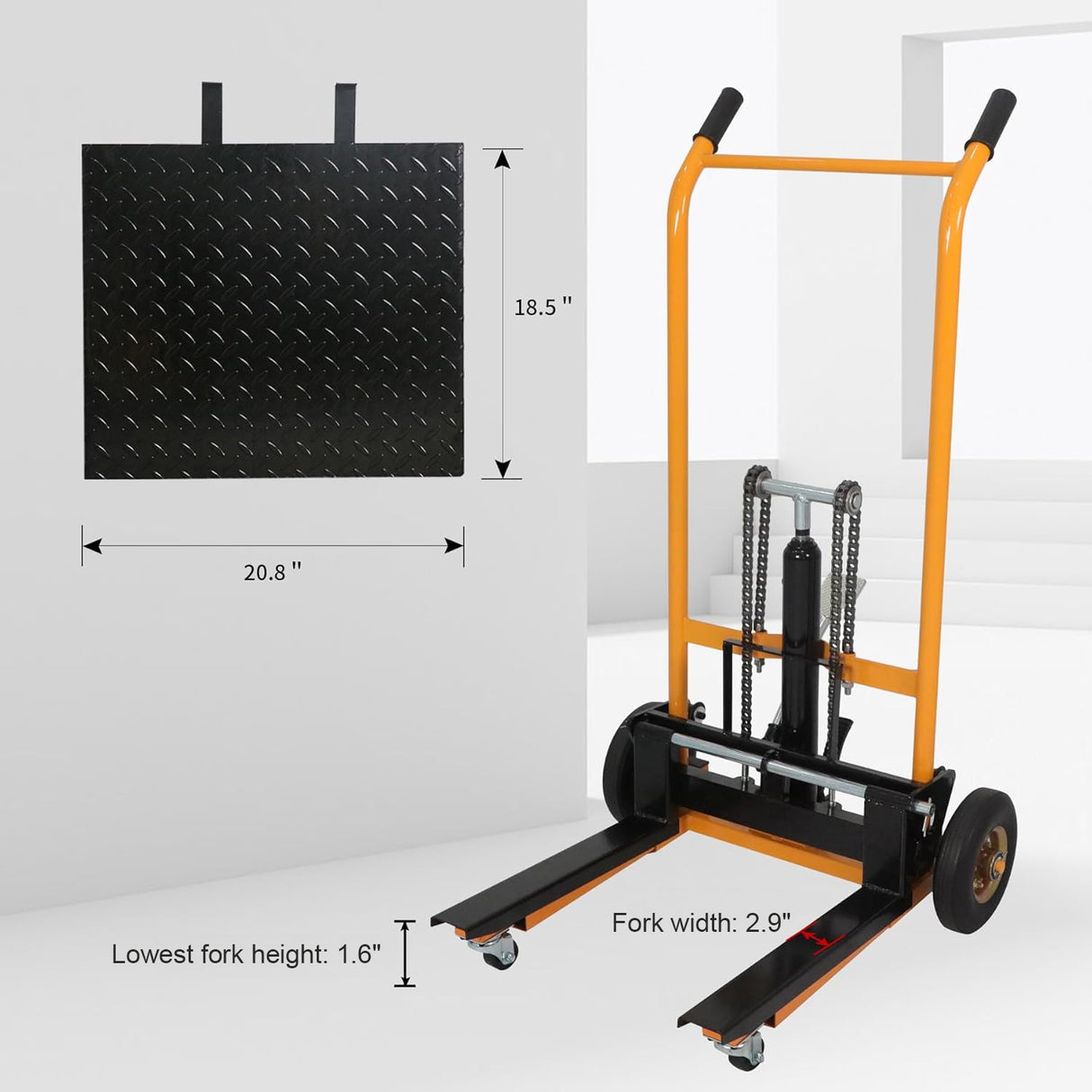 Manual Pallet Stacker 440 lbs Capacity 35.8" Lift Fixed Legs HSP440