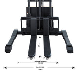 3300lbs Manual Push Electric Lift Stacker, 98" Height, Straddle Legs, Adjustable Forks / Xilin CTD15BE-98