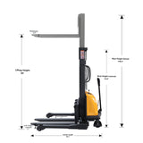 Pre-owned 3300lbs 98" Economic Semi Electric Stacker Straddle Legs Adj forks  CTD15BE-98
